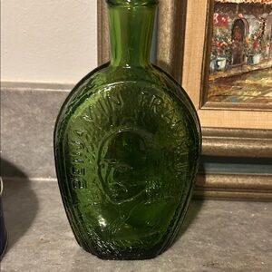 Green Benjamin Franklin Glass Bottle